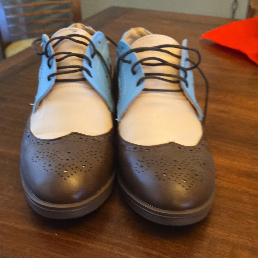 Two-Tone Brown and Blue Men's Dress Shoes
